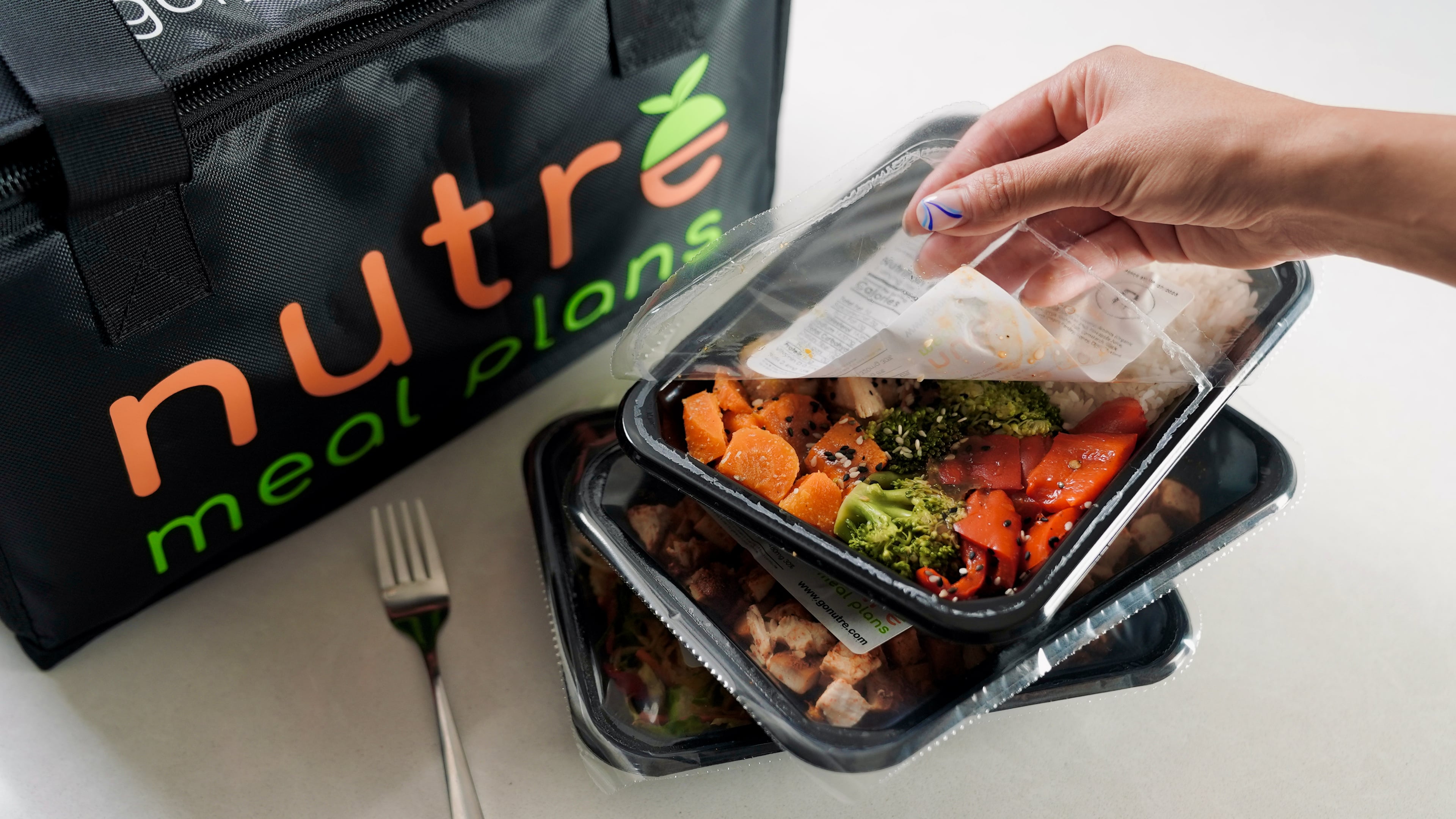 Packed in biodegradable meal containers