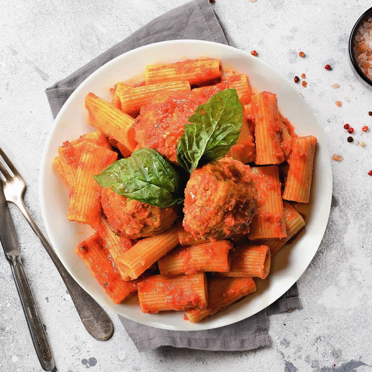 Homemade Rigatoni & Chicken Meatballs